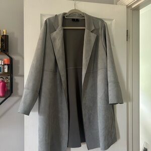 Tahari Gray Trench Coat with Classic Lapel